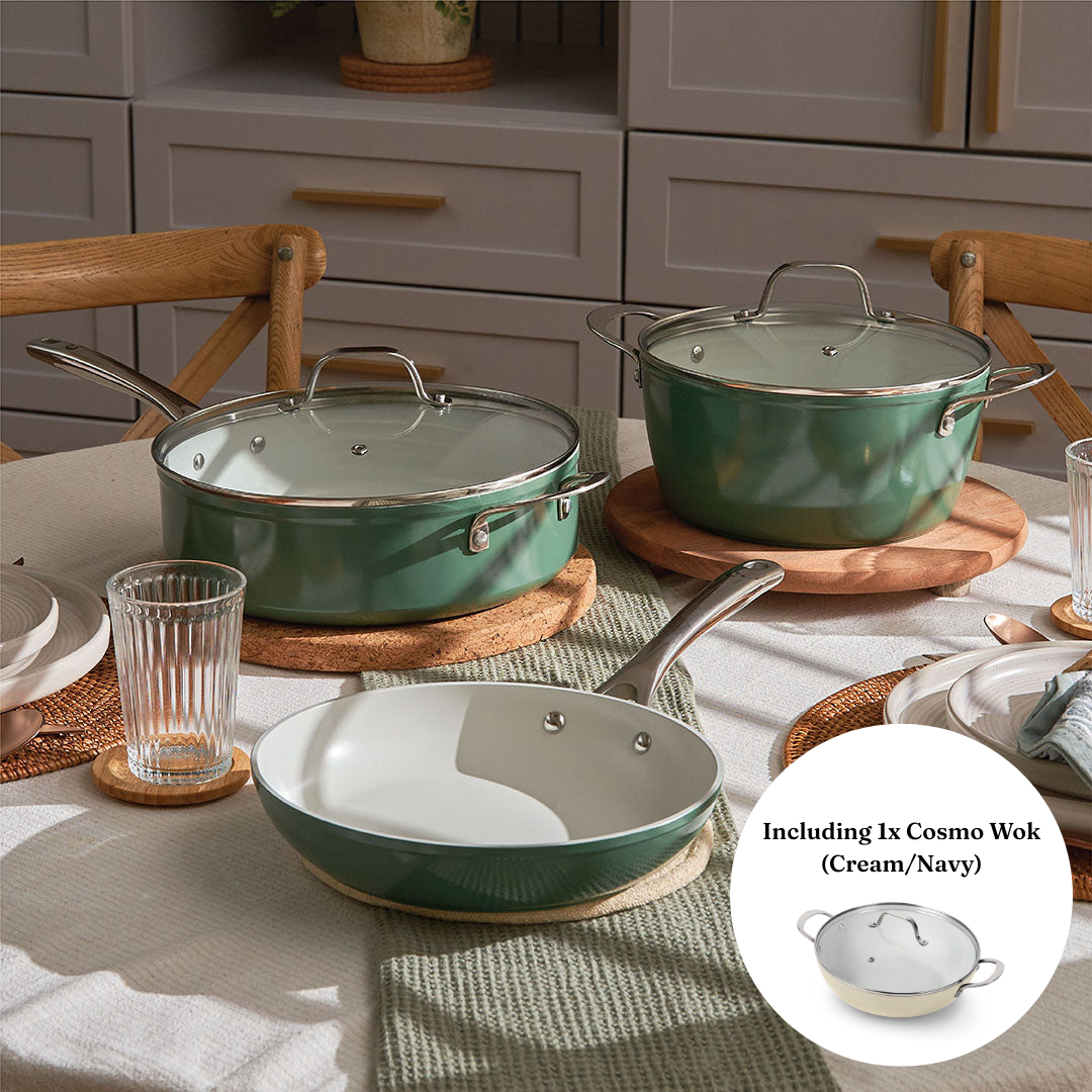 7-Piece Cosmo Set (Green Bean + Cream/Navy)